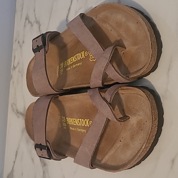 Birkenstock Mayari Taupe Tan Leather Thong Strappy Sandals W8 M6 Boho Casual - Picture 6 of 12